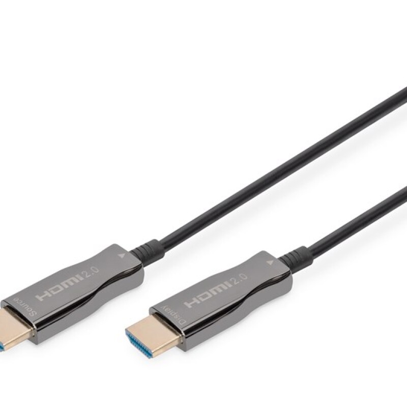 Digitus HDMI Fiber Kablo Altın Uçlu Siyah (20m) 4K