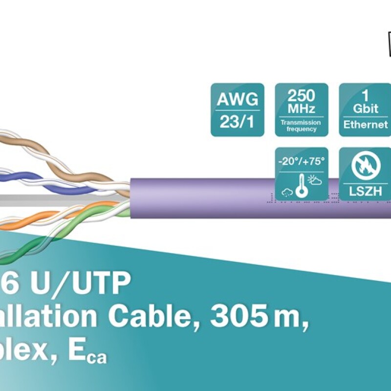 Digitus Cat6 Mor UTP Top Kablo Saf Bakır (305m)
