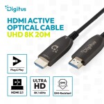Digitus HDMI Fiber Kablo Altın Uçlu Siyah (20m) 8K