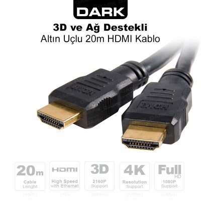 Dark DK-HD-CV14L2000 20 Metre HDMI Kablo Altın