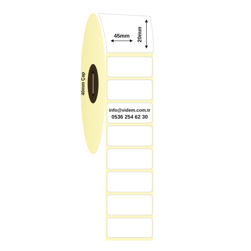 45 x 20 mm Fastyre Etiket (2000 Adet / Rulo)
