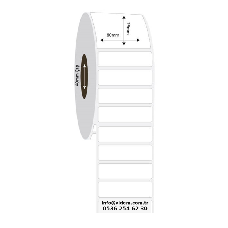 80 x 25 mm PP Opak Etiket (1750 Adet / Rulo)