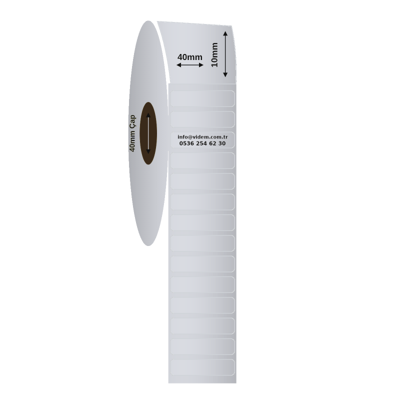 40 x 10 mm Silver Mat Etiket (3500 Adet / Rulo)