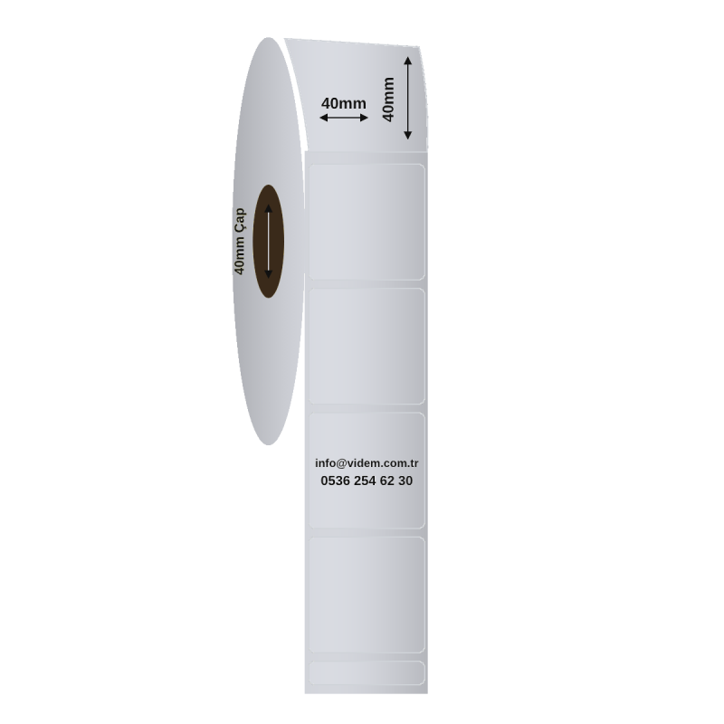 40 x 40 mm Silver Mat Etiket (2000 Adet / Rulo)