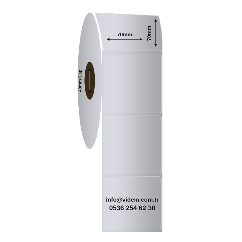 70 x 70 mm Silver Mat Etiket (650 Adet / Rulo)