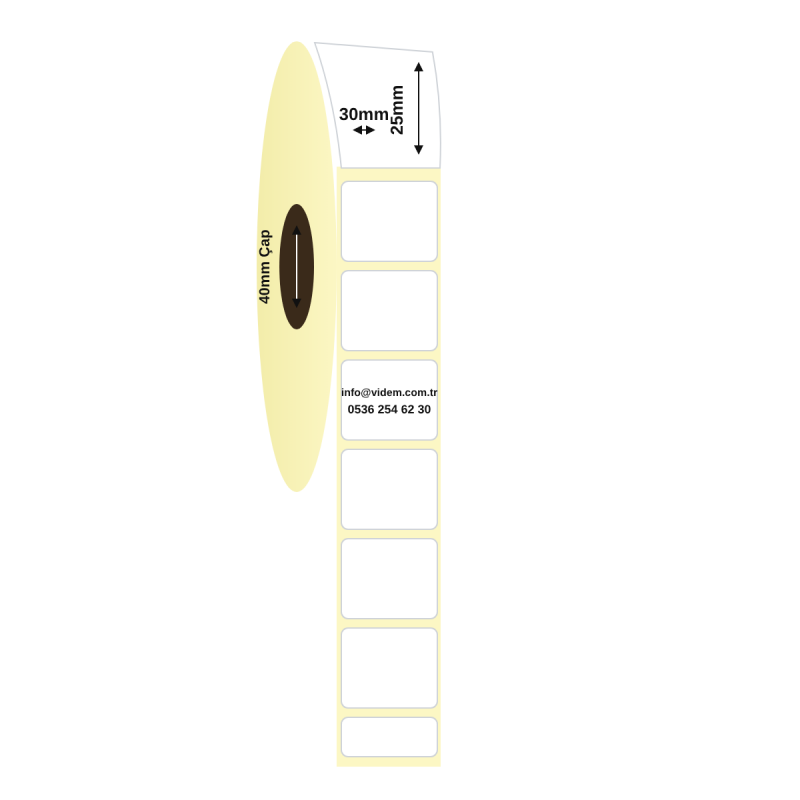 30 x 25 mm Termal Etiket (1750 Adet / Rulo)