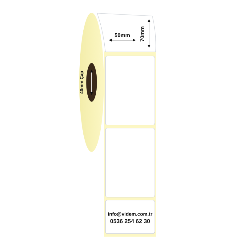 50 x 70 mm Termal Etiket (650 Adet / Rulo)