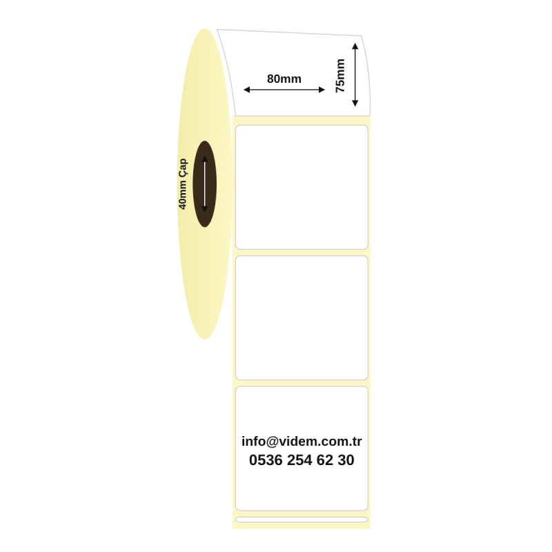 80 x 75 mm Termal Etiket (600 Adet / Rulo)